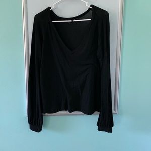 Black v neck long sleeve sweater